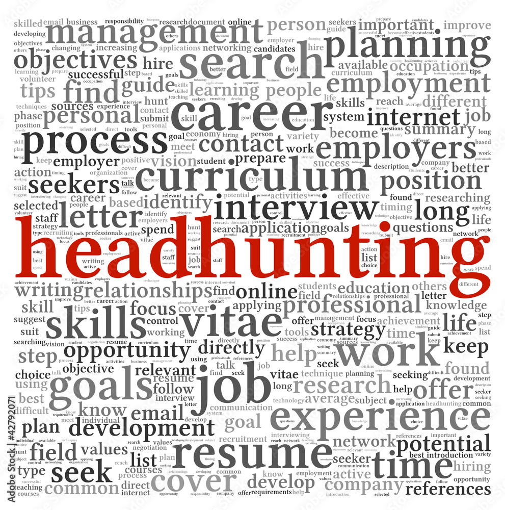 Headhunting concept in word tag cloud