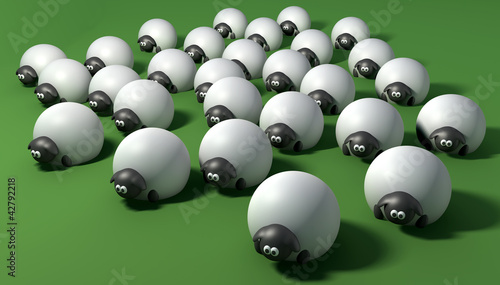 Canvastavla Cartoon Sheep Flock