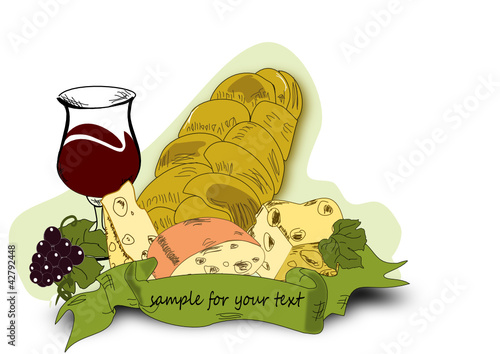 Wein, Käse und Brot