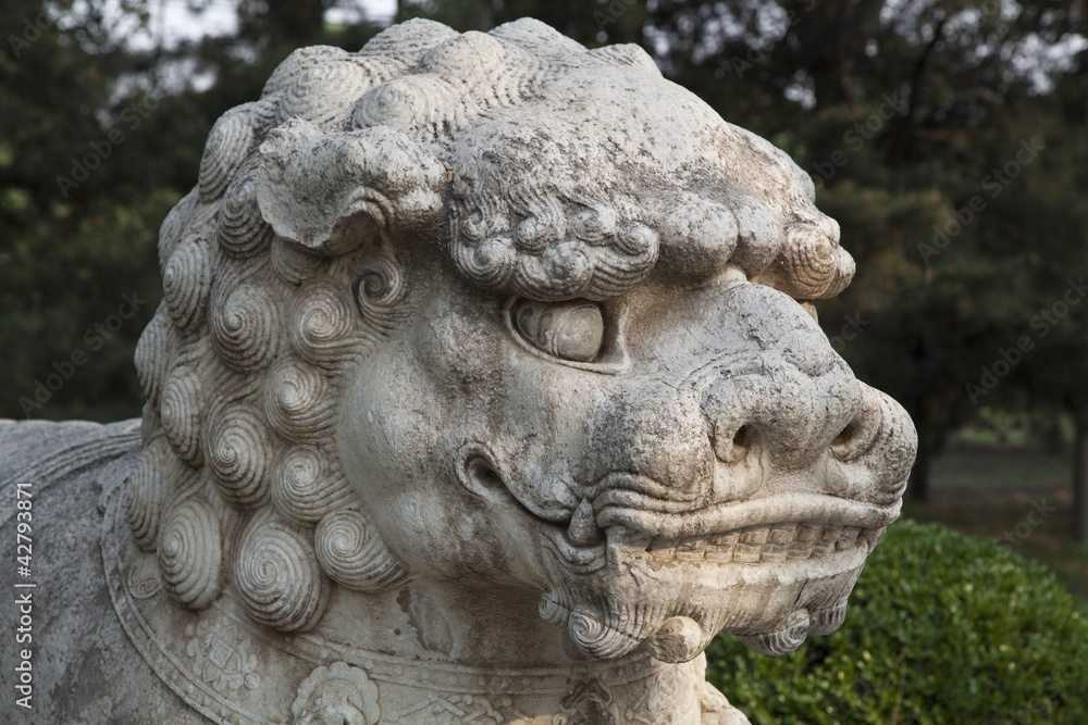 statues in the imperial gardens in China, lion statues in the imperial gardens in China, lion
