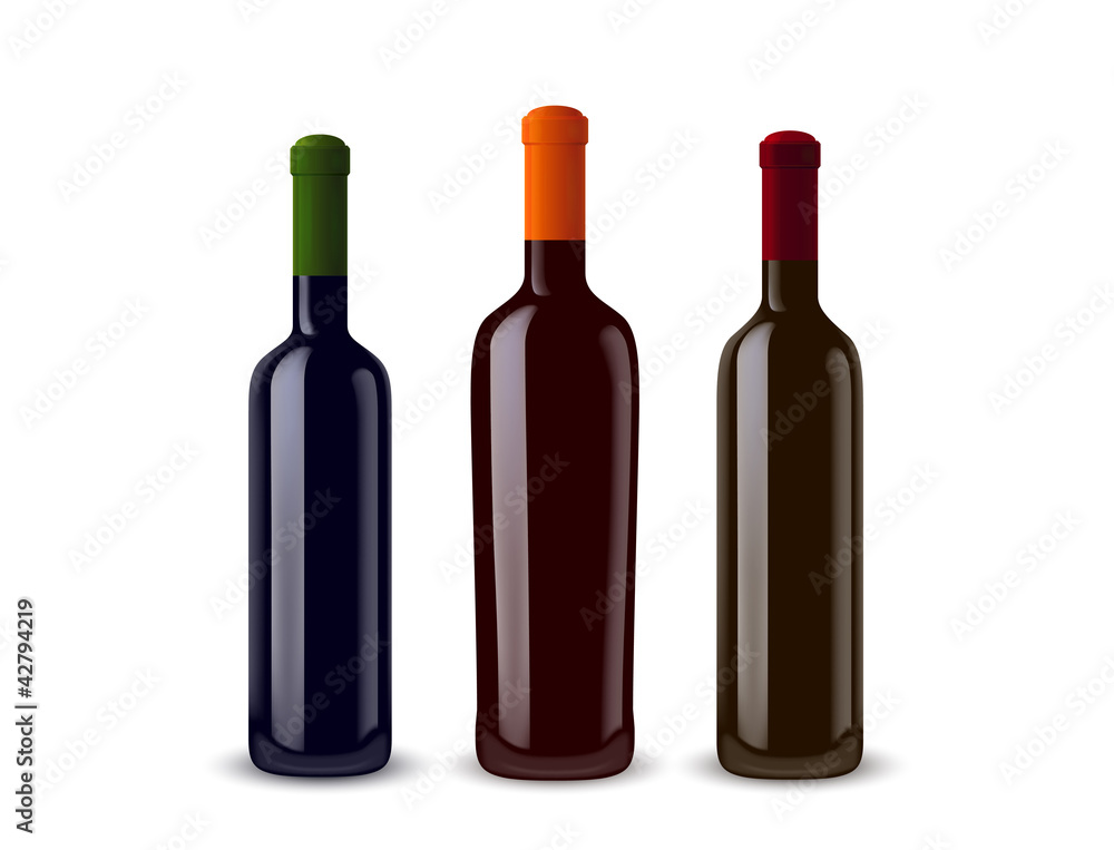 illustration of three wine bottles