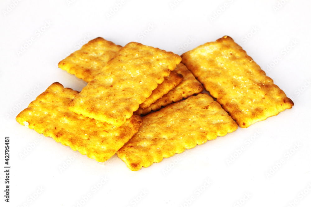 Crackers on a white background Crackers on a white background