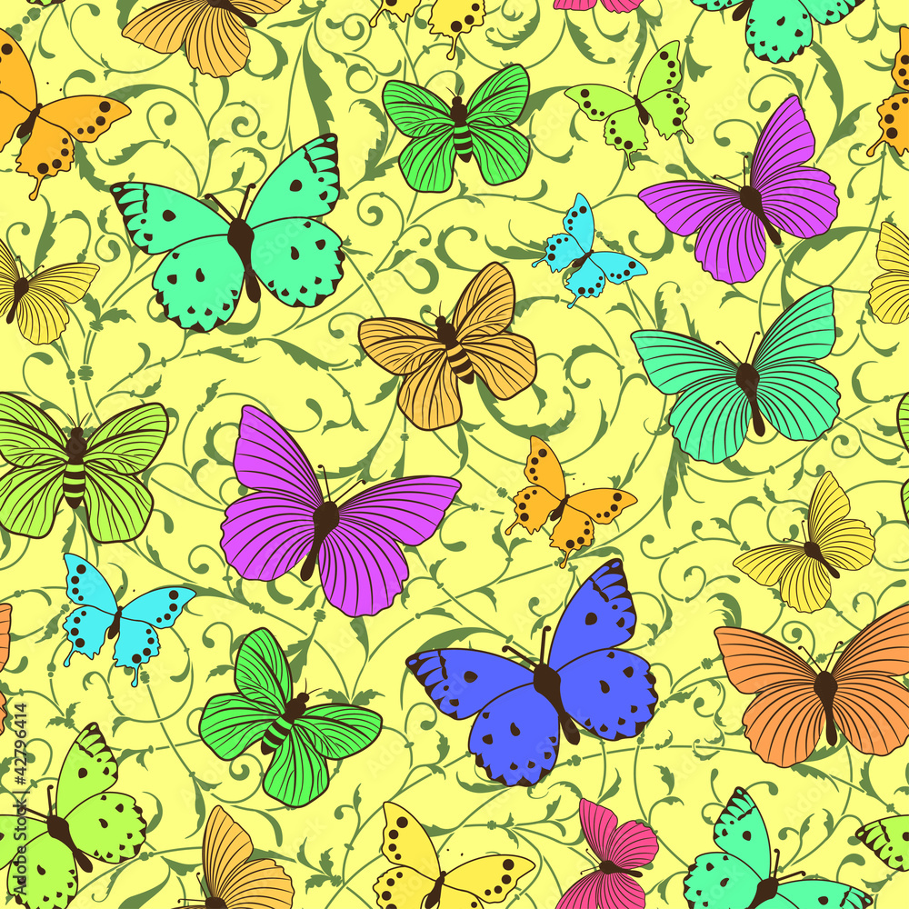 Seamless pattern with stylized butterflies Seamless pattern with stylized butterflies