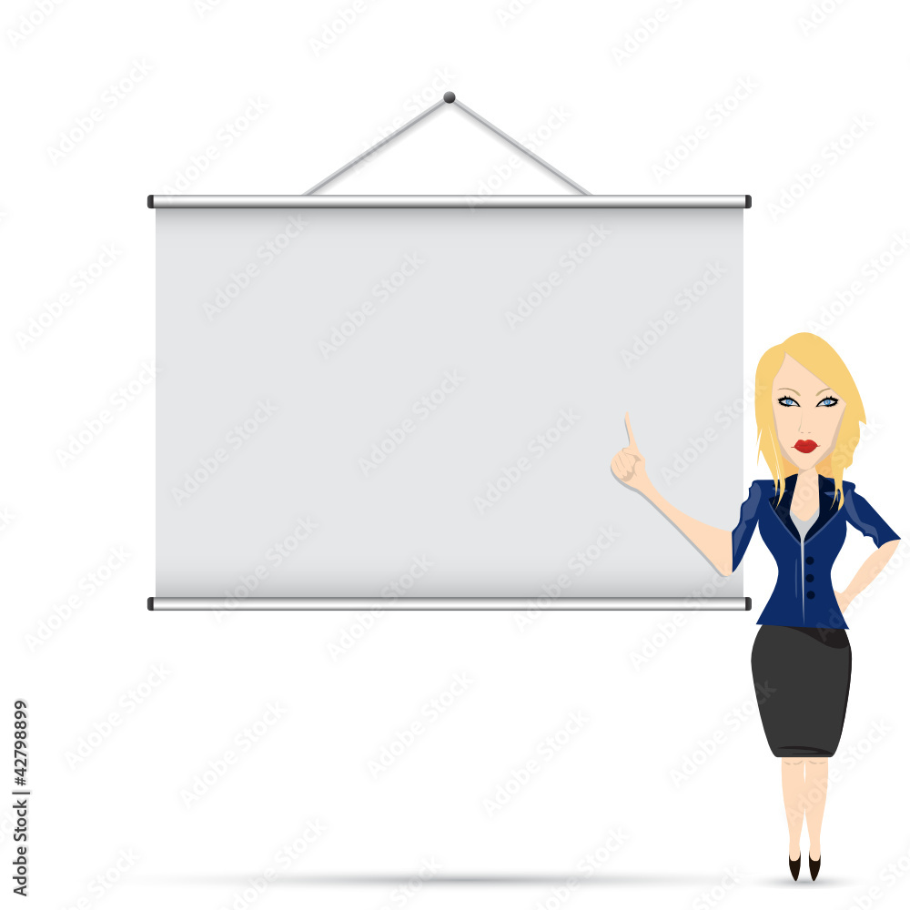 Blank roll up poster with business lady Blank roll up poster with business lady