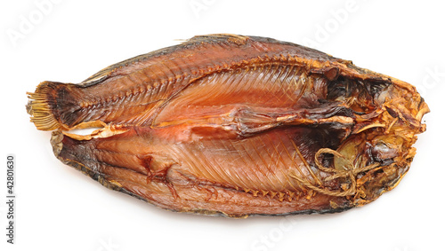Smoked fish isolated on white background