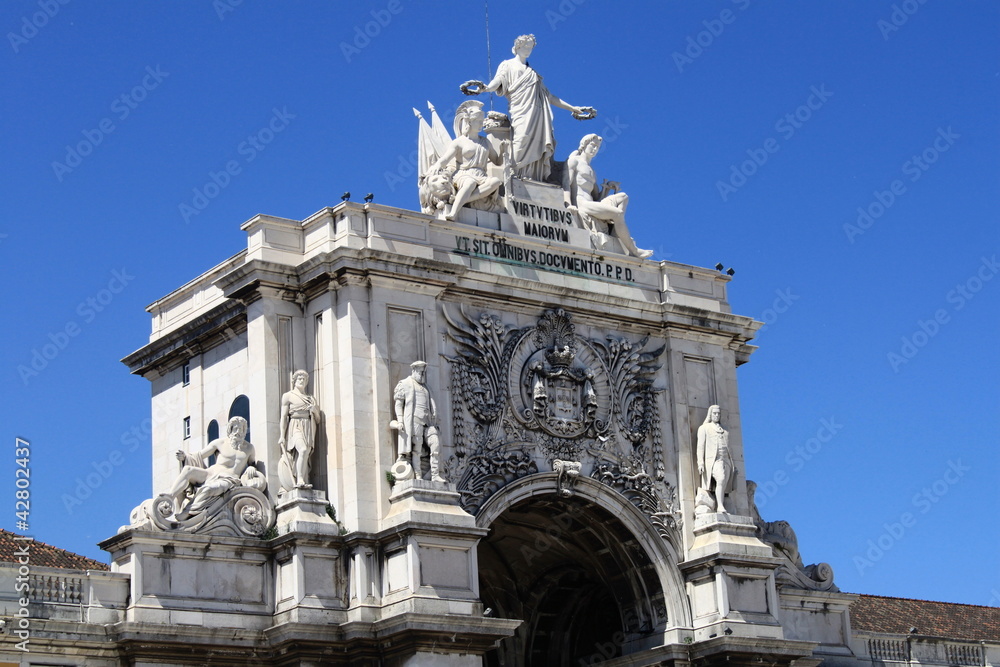 The triumphal arch at Praca do Comercio in Lisbon, Portugal