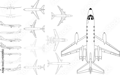 high detailed vector pack of various civil airplane