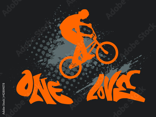 One love biking vector illustration