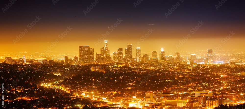 Naklejka premium Los Angeles, night panorama