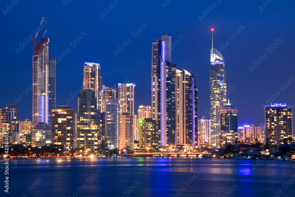 view on surfers paradise at night