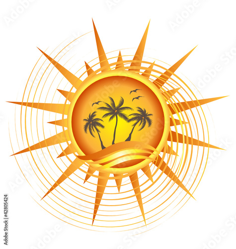Gold tropical sun logo design