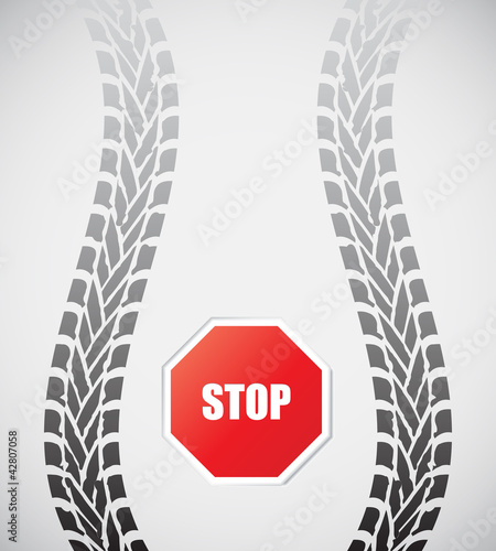 special tire track with stop sign