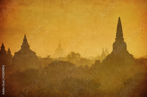 Fototapeta Vintage image of ancient Bagan, Myanmar.