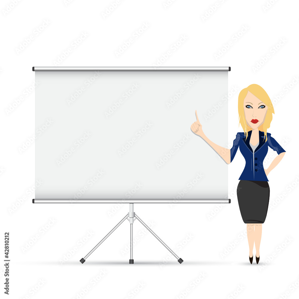 Blank roll up poster with business lady Blank roll up poster with business lady