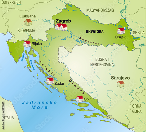 Landkarte von Kroatien als Infografik
