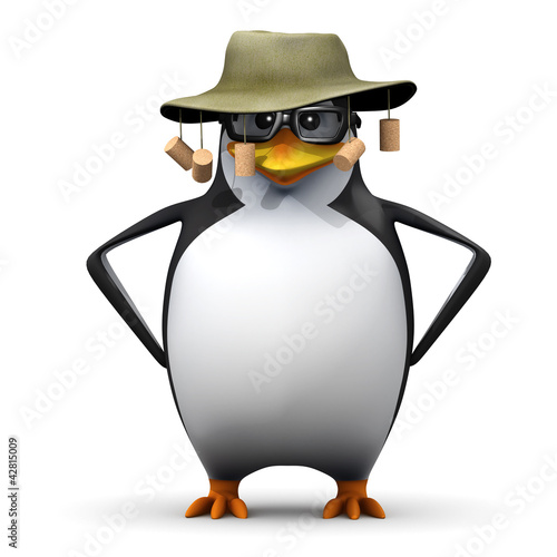 3d Penguin in glasses wears an Australian hat © Steve Young