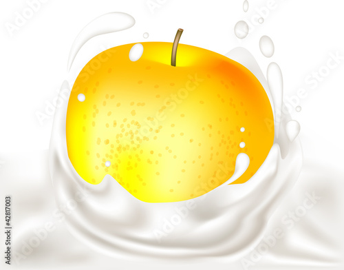 fresh apple in milk, delicious drink