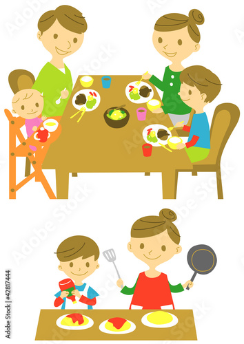 若い家族　食事/料理