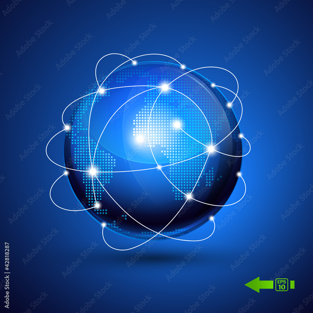 World globe, network icon. Stock Vector Adobe Stock