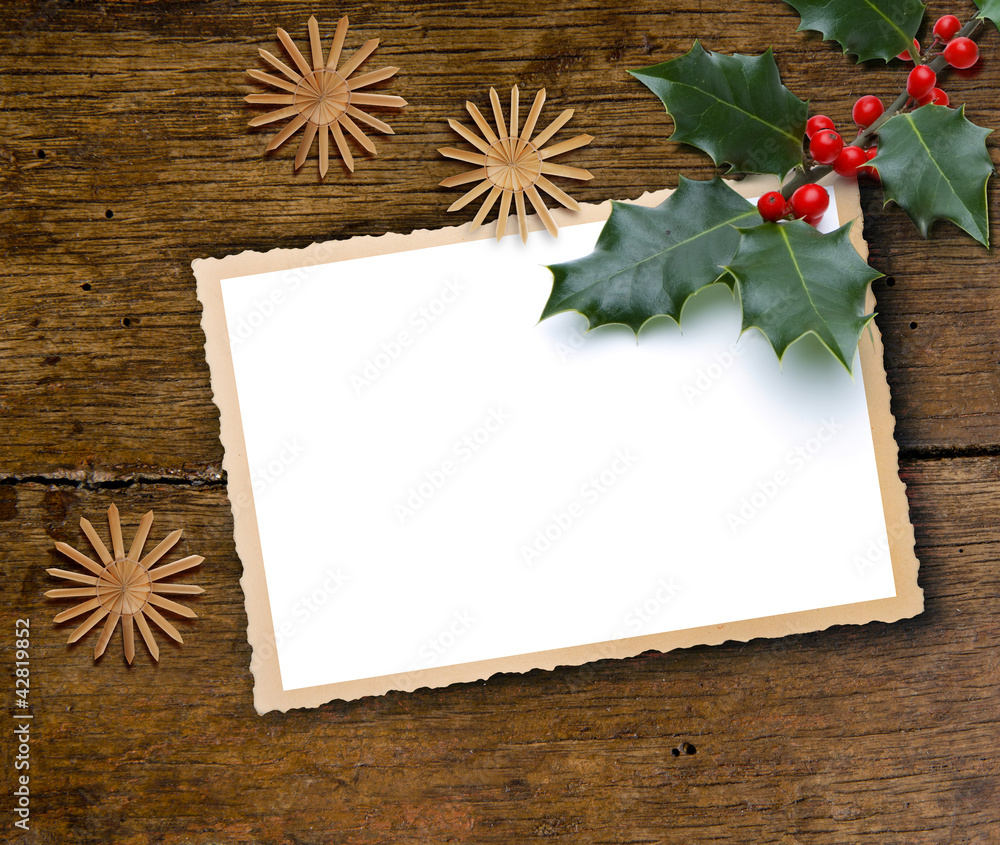 Weihnachtskarte mit Stechpalme