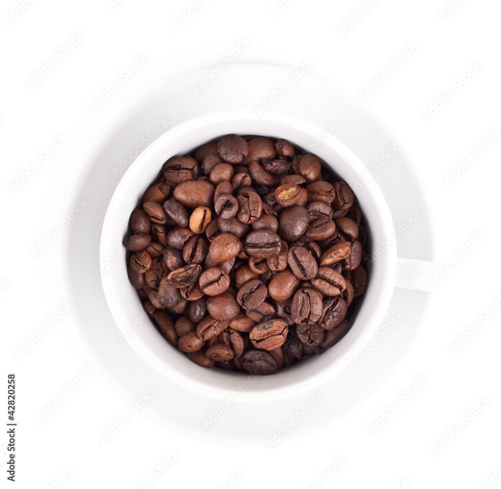 cup with coffee beans