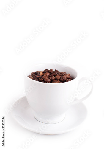 cup with coffee beans