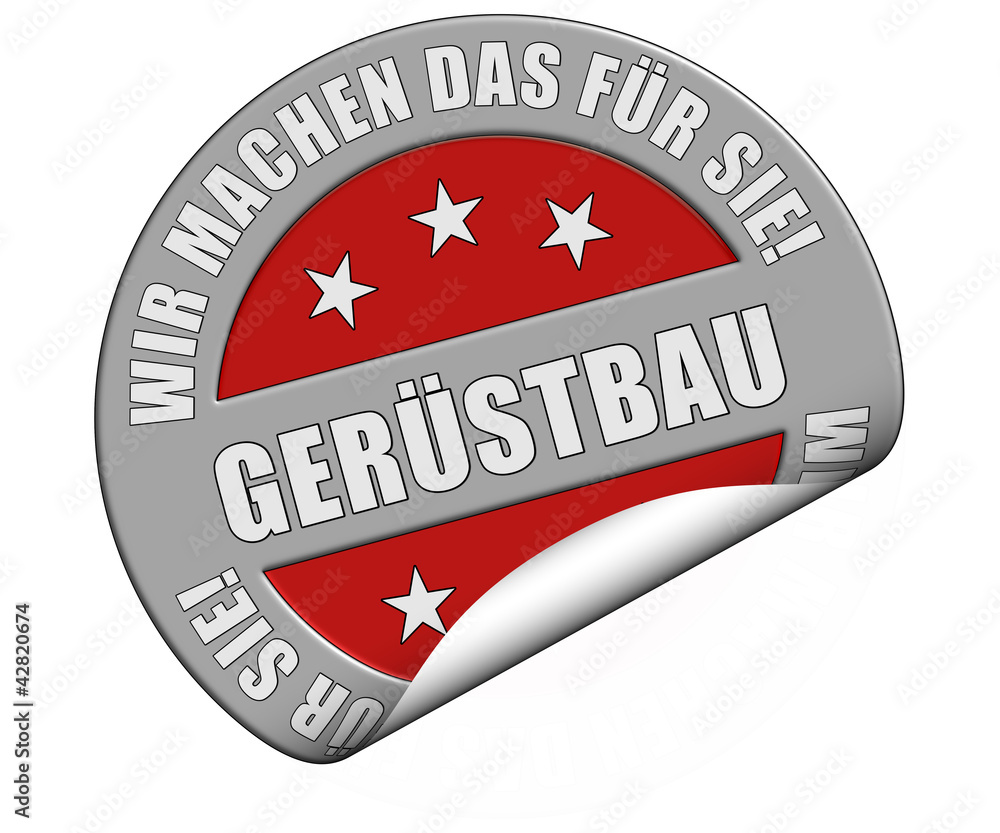 Schild graurot rund cu rt WMDFS GERÜSTBAU Schild graurot rund cu rt WMDFS GERÜSTBAU