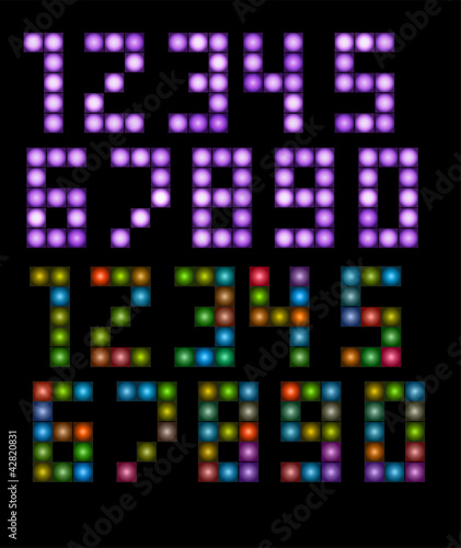 Neon violet and multicolored numbers