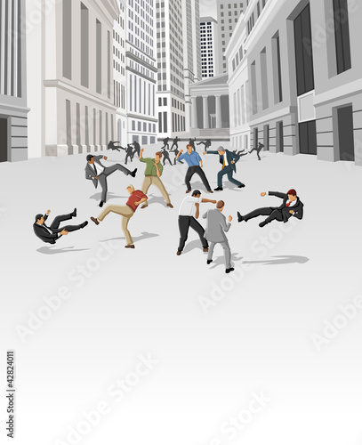Fight between business people on the street