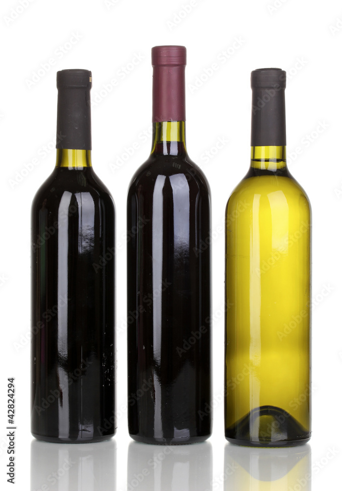 Bottles of great wine isolated on white