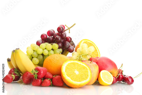 exotic fruits and berries isolated on white