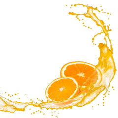 Küchenrückwand glas motiv Spritzendes Wasser Orangenscheiben mit Spritzer isoliert auf weiß  © EtiAmmos
