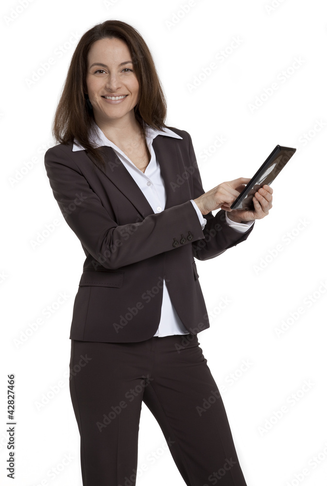 Business Woman Holding Tablet Device Business Woman Holding Tablet Device