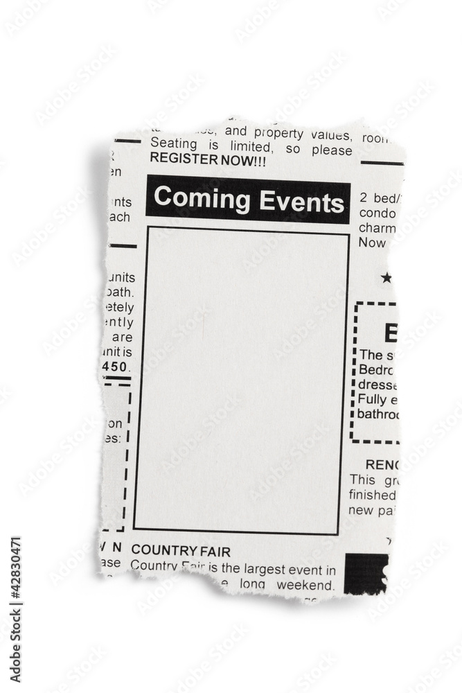 Naklejka premium Coming Events Classifieds