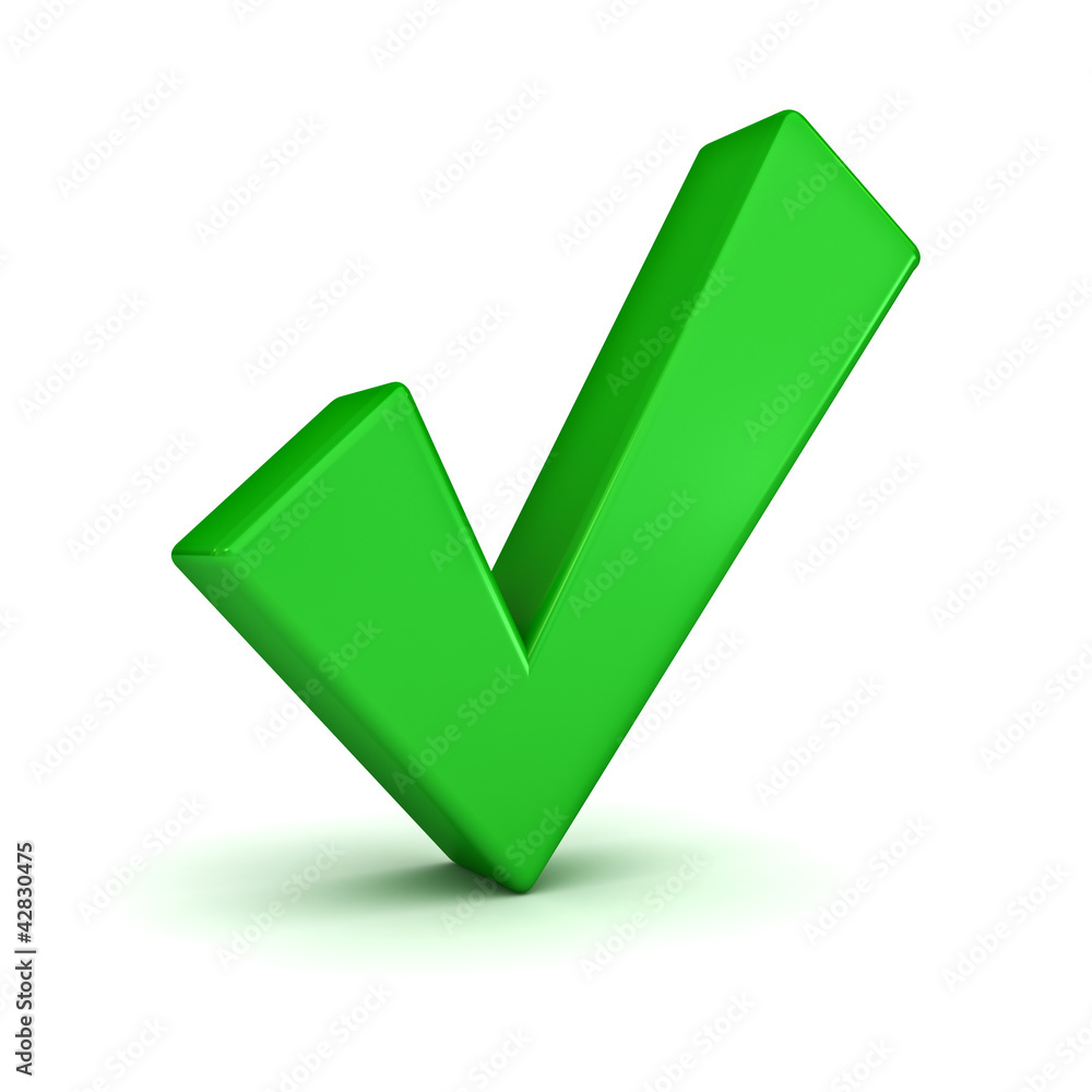 Green check mark on white background Green check mark on white background