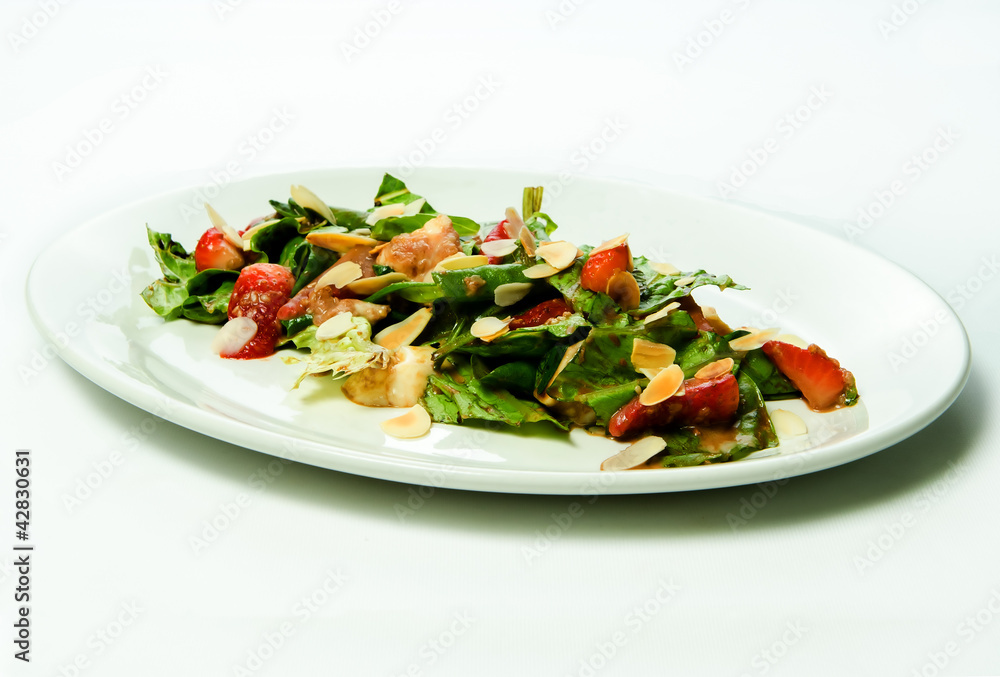 Roasted Strawberries with lettuce leaves and nuts Roasted Strawberries with lettuce leaves and nuts