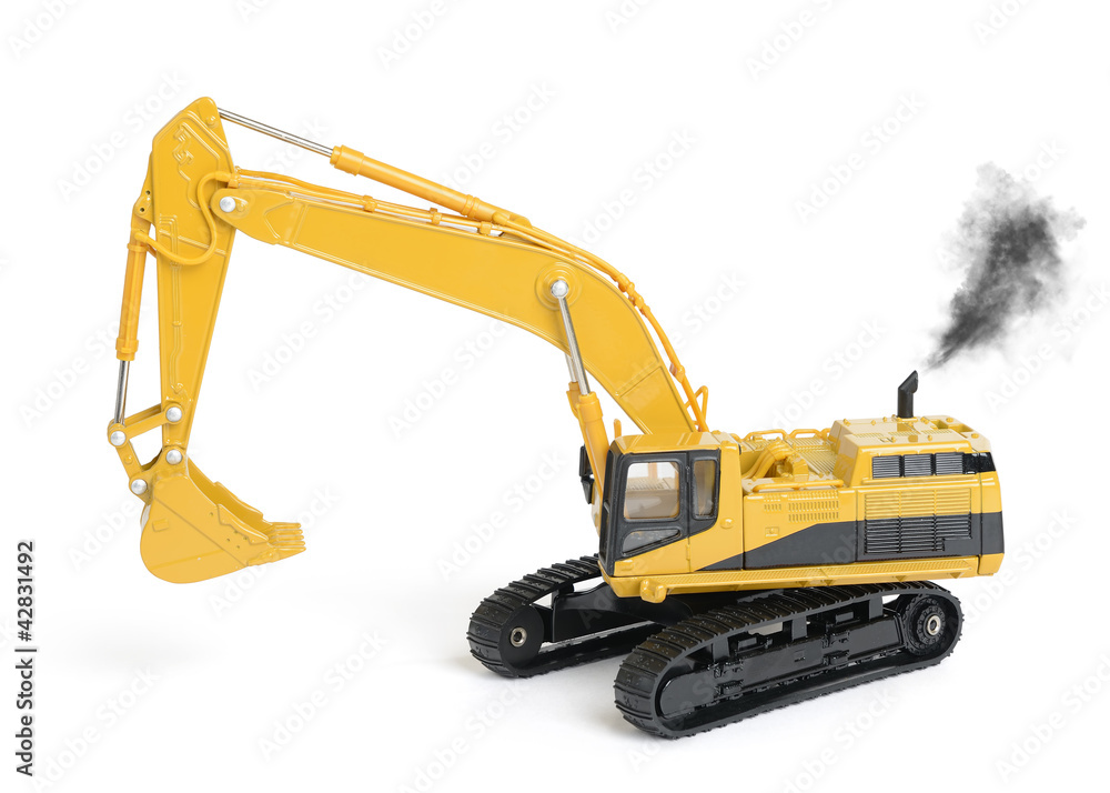 Toy excavator on white background Toy excavator on white background