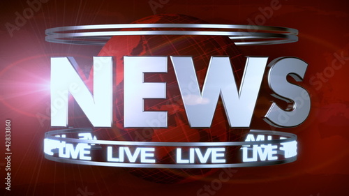 Broadcast news earth globe title animation - Red