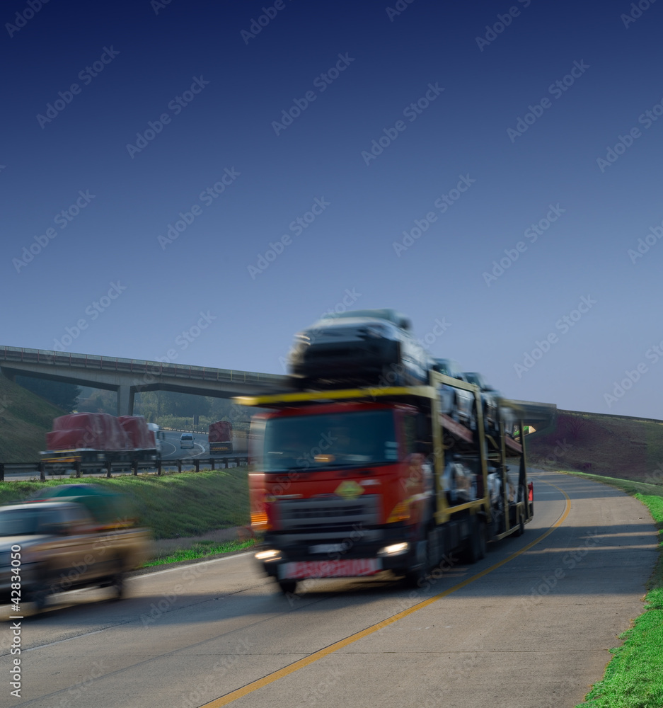Bulk car haulage truck on highway
