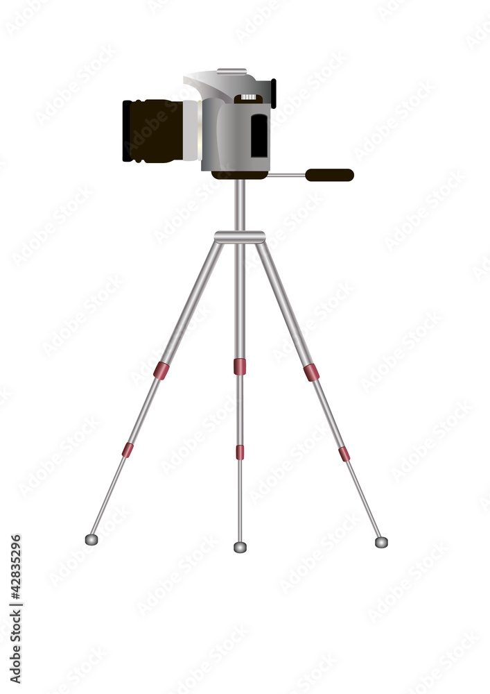 Vector SLR camera on a tripod Vector SLR camera on a tripod