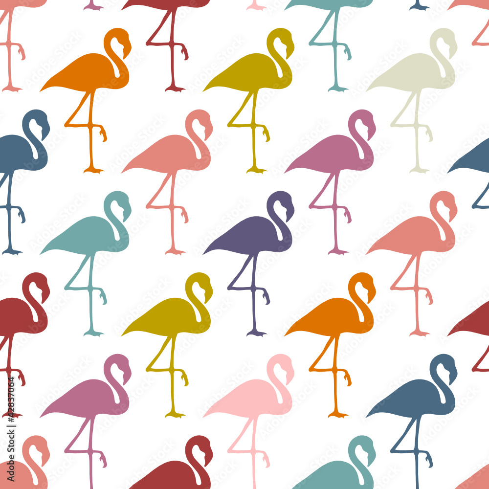 Obraz premium Seamless Pattern Retro Color Flamingos