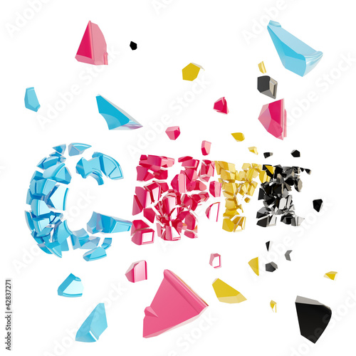 Broken cmyk, smashed word e...