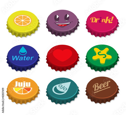 Set of bottle caps. Vector illustration.