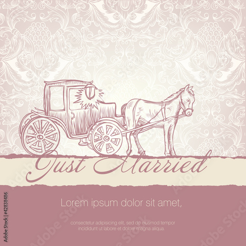 Wedding card with typographics template. Vector EPS10.