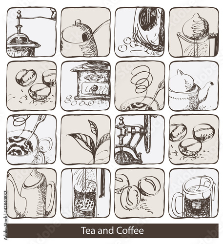 set of design elements for tea and coffee