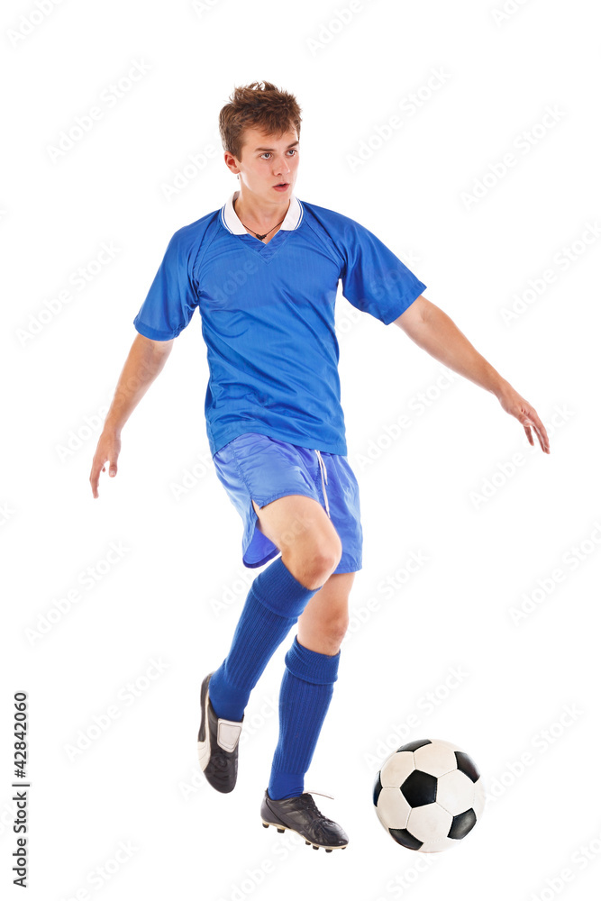 Footballer with soccer ball