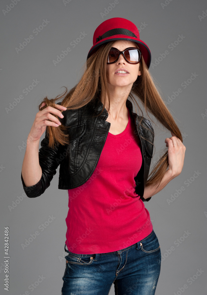 fashion beautiful girl with sunglasses fashion beautiful girl with sunglasses