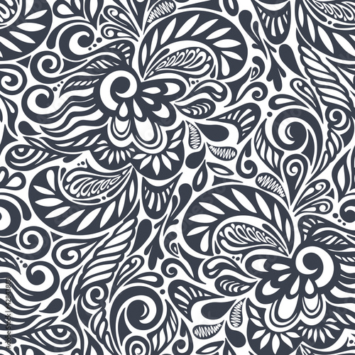 Seamless abstract curly floral pattern