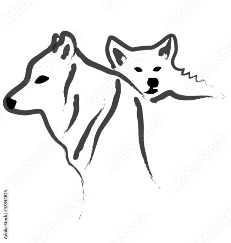 Dogs or Wolfs silhouettes vector