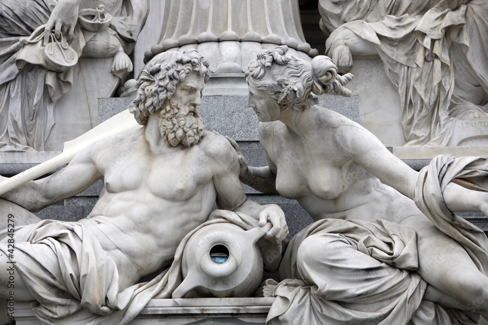 Obraz premium Szczegóły fontanny Pallas-Athene w Wiedniu
